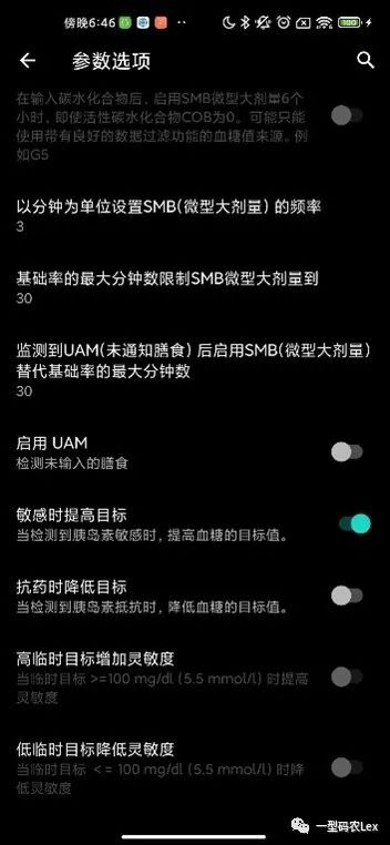 AndroidAPS中SMB算法参数配置界面